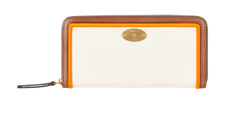 Mulberry Plaque Zip Around Wallet, Lthr/Canvas, Cream, 3*